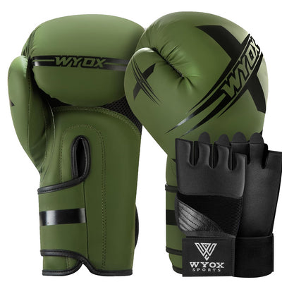 Training Boxing Gloves + Black Neoprene Wraps Bundle
