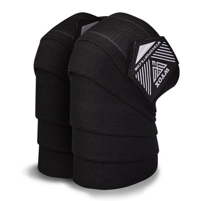 Black Weight Lifting Knee Wraps - WYOX SPORTS