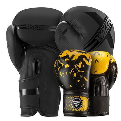 Black Boxing Gloves + Bat Kids Boxing Gloves Bundle