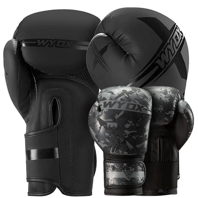Black Boxing Gloves + Grey Kids Boxing Gloves Bundle
