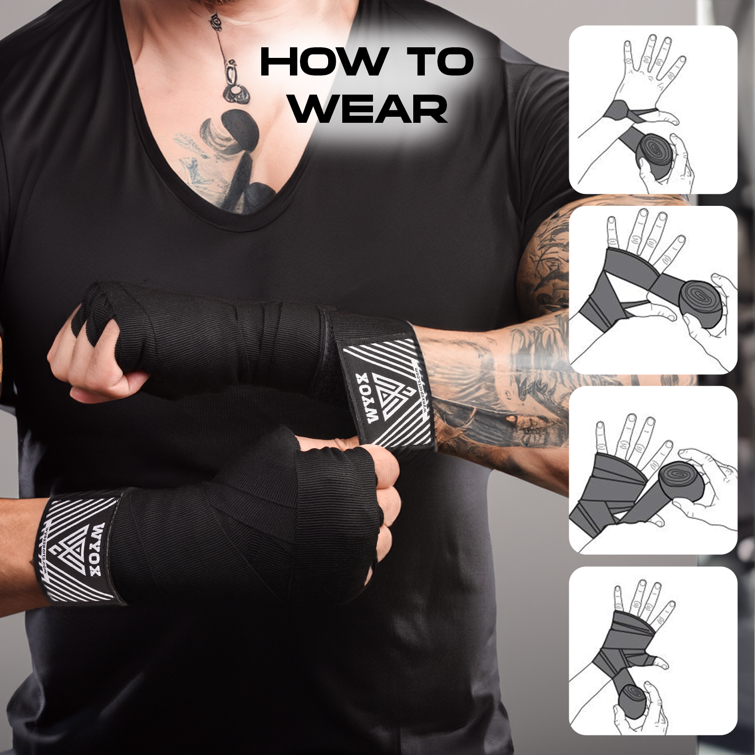 Black Boxing Hand Wraps infographic