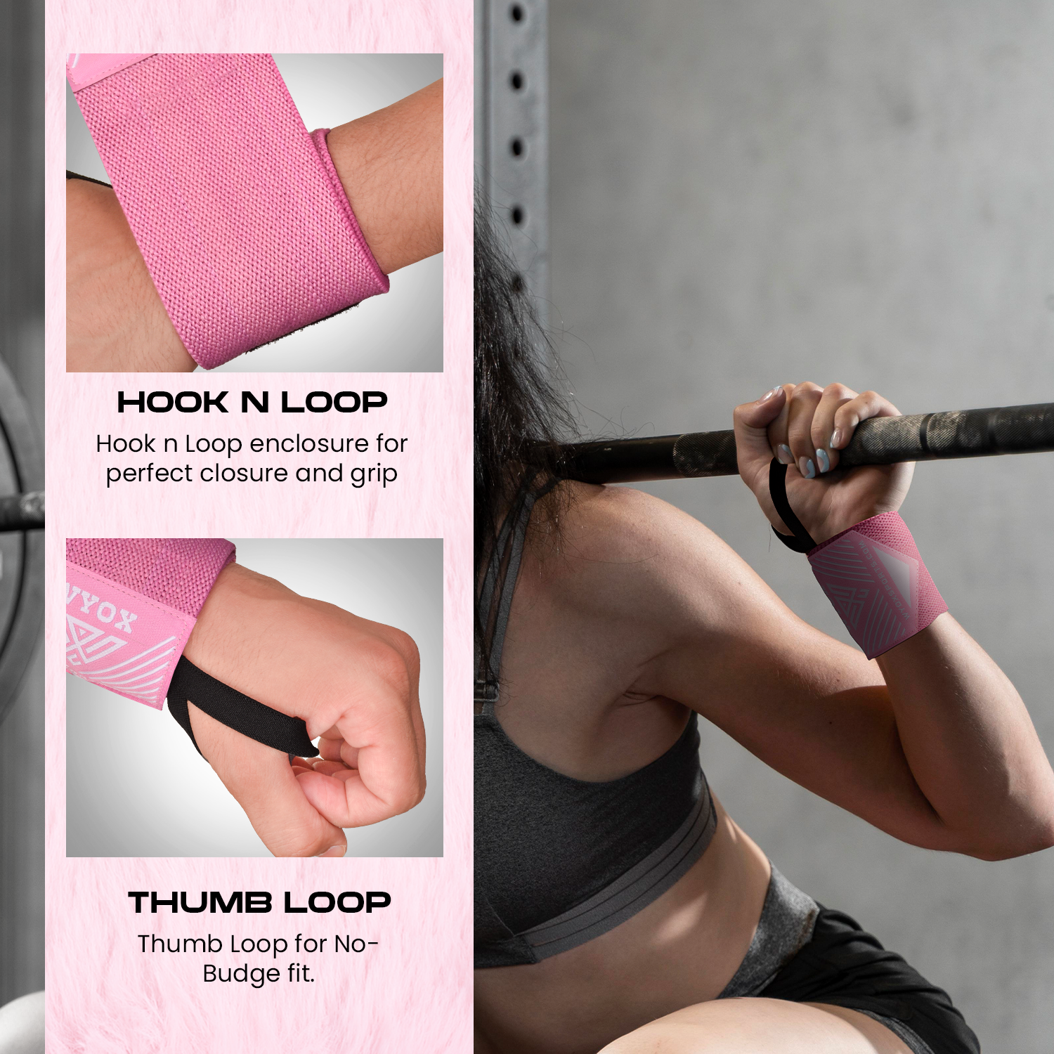 Features of Weight Lifting Wrist Wraps (Pink) - WYOX SPORTs