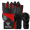 Black Boxing Gloves + Red Neoprene Wraps Bundle
