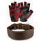 Brown Gym Belt + Red Gym Gloves Bundle