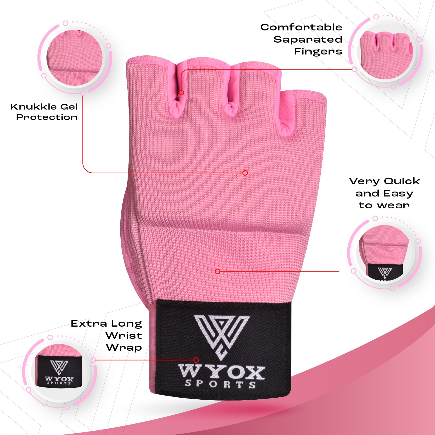 Gel Hosiery Inner Gloves - Pink