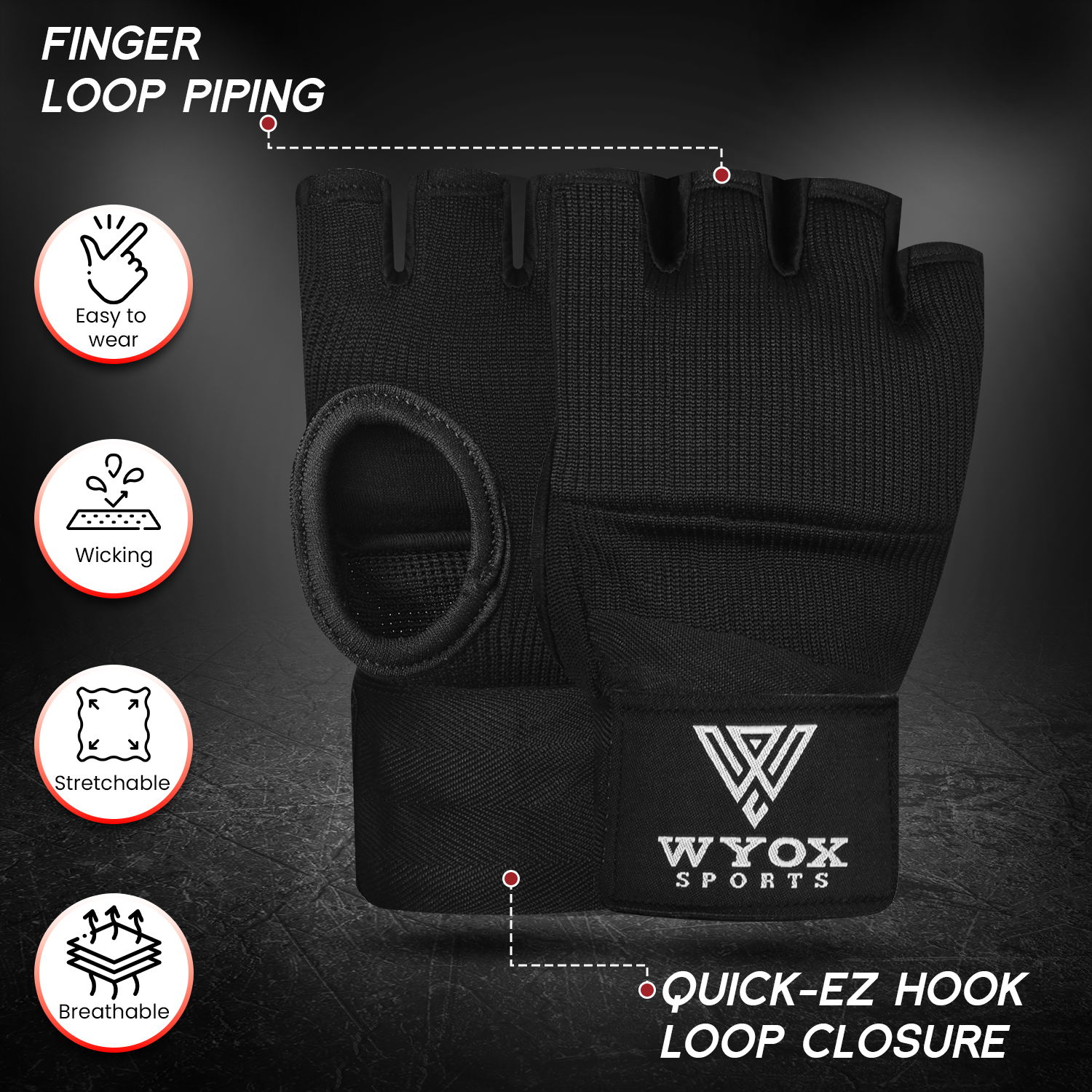 Gel Hosiery Inner Gloves - black 
