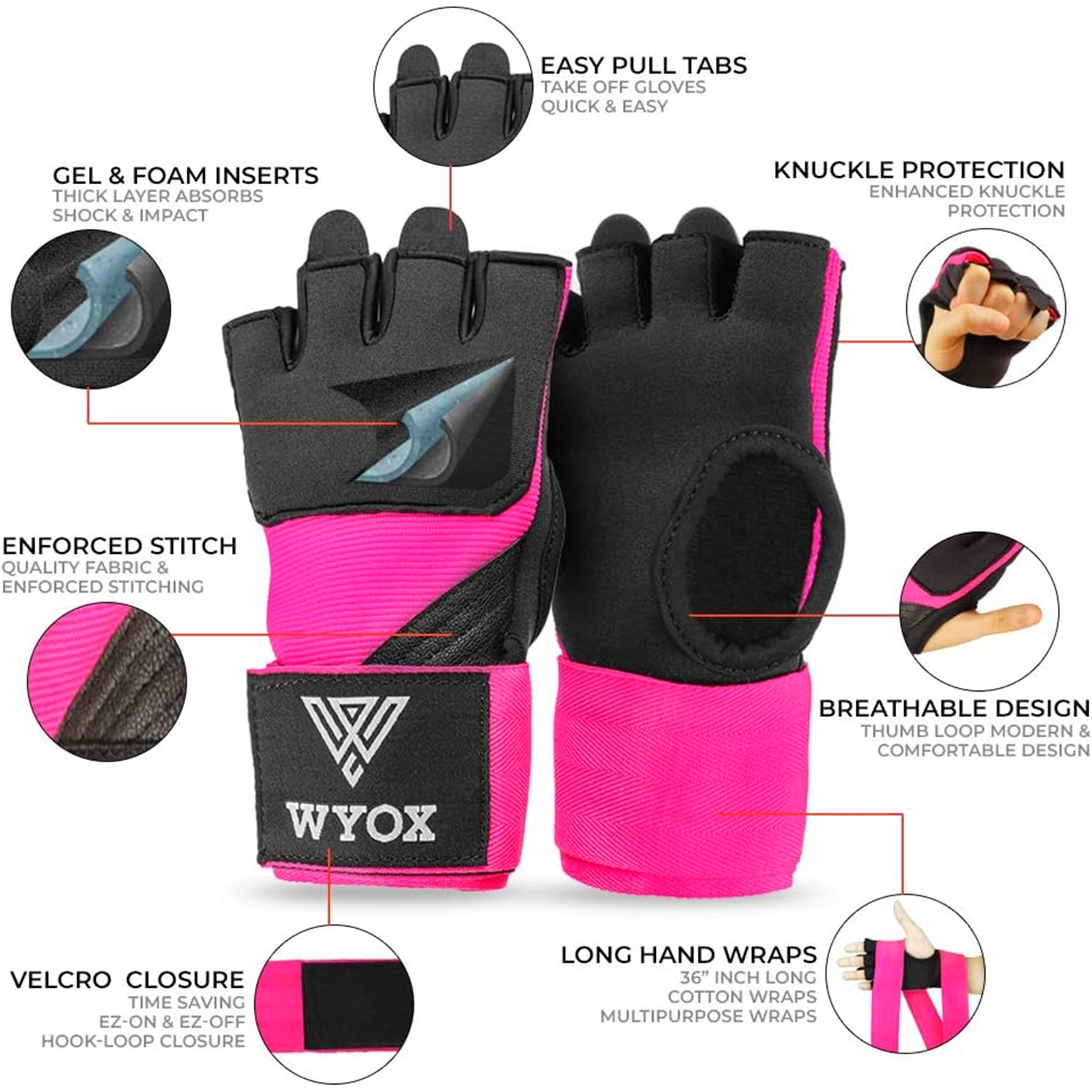 Pink Quick boxing hand wraps 