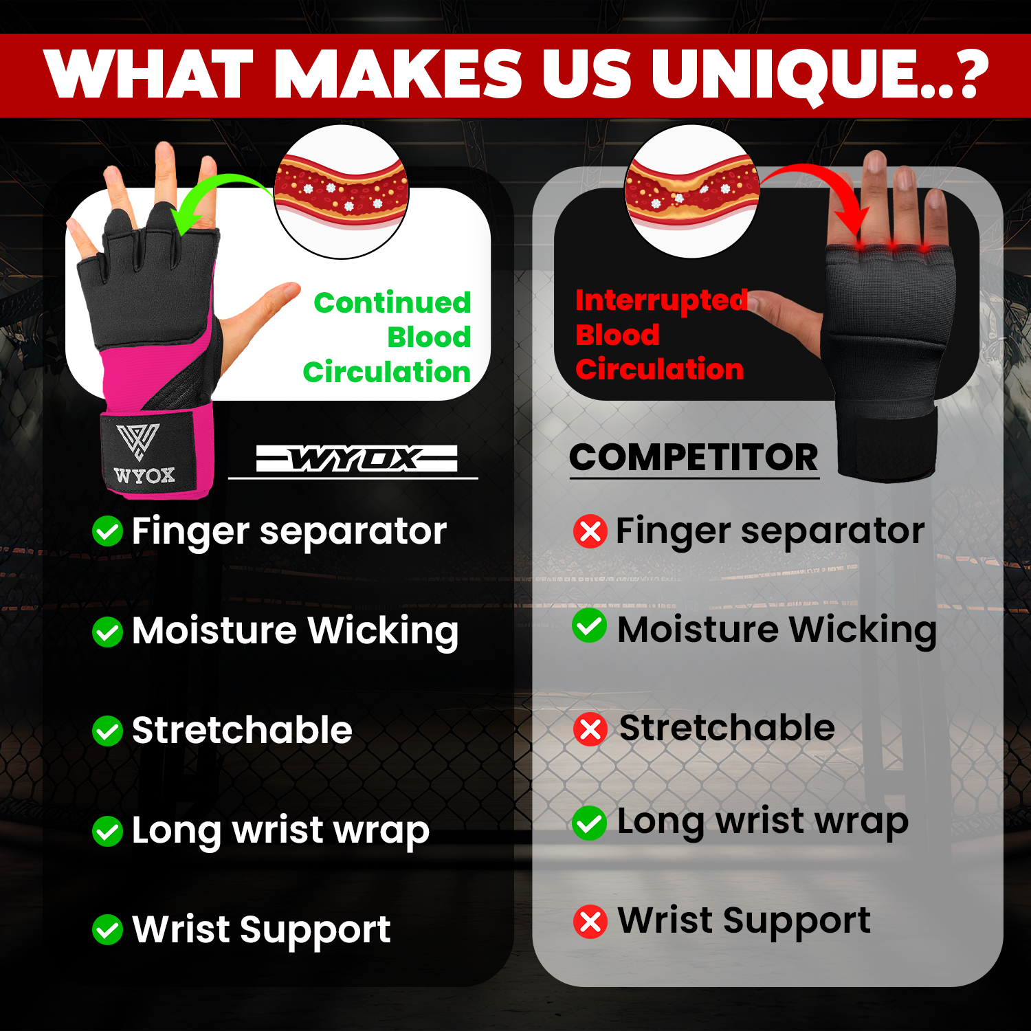Pink gel boxing hand wraps 