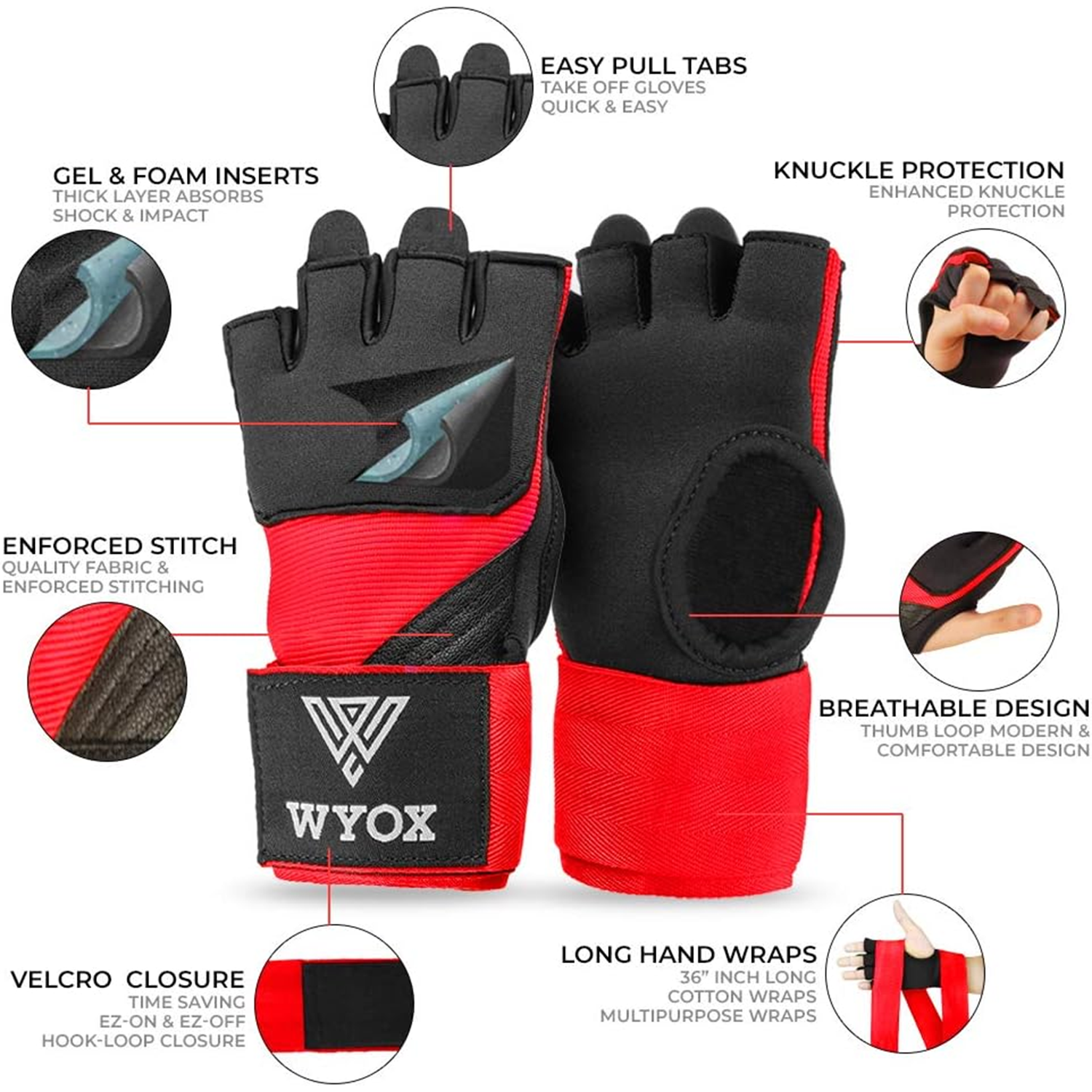 Red Quick boxing hand wraps 