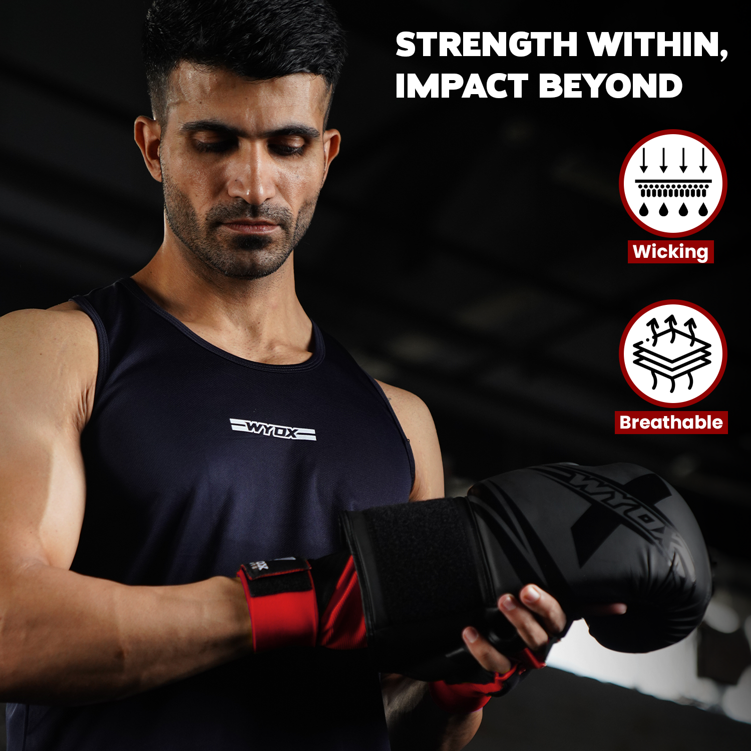 Red gel boxing hand wraps 