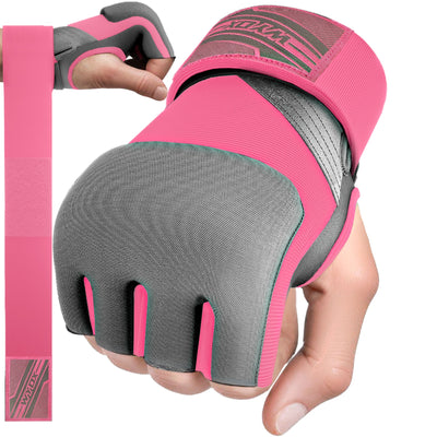 Pink-Grey Boxing Hand Wraps - Neoprene